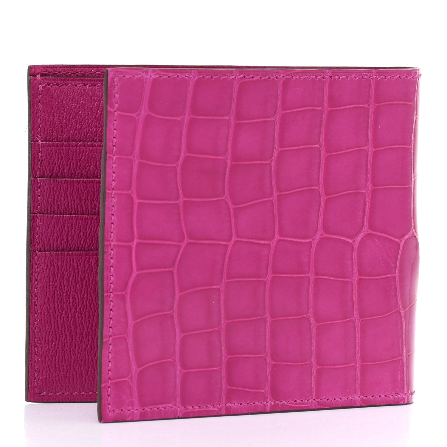 Hermes Shiny Alligator MC2 Copernic Compact Wallet Rose Scheherazade 3 of 8