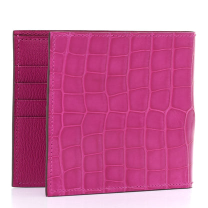 Hermes Shiny Alligator MC2 Copernic Compact Wallet Rose Scheherazade 3 of 8