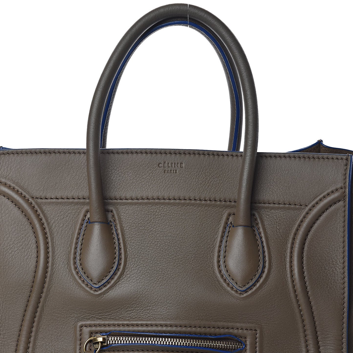 Supple Calfskin Medium Phantom Luggage Khaki Cobalt Trim