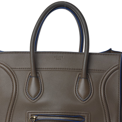Celine Supple Calfskin Medium Phantom Luggage Khaki Cobalt Trim 6 of 14