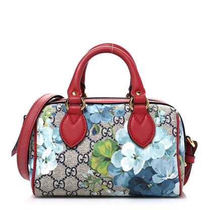 Gucci GG Supreme Monogram Blooms Mini Boston Navy Blue Hibiscus 1 of 10