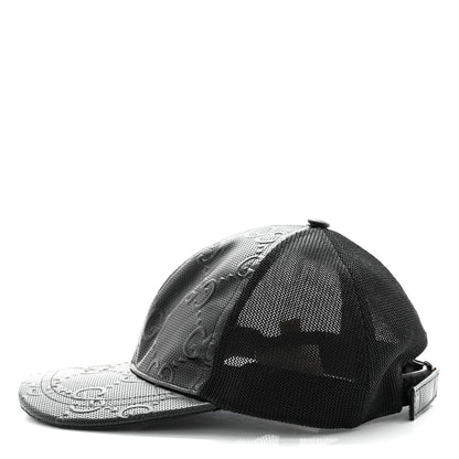 Gucci Calfskin Mesh GG Tennis Embossed Gary Baseball Hat M Black 11 of 18