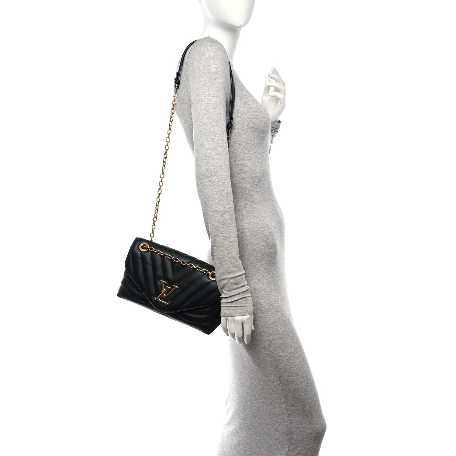 Louis Vuitton Calfskin LV New Wave Chain Bag Black 2 of 10