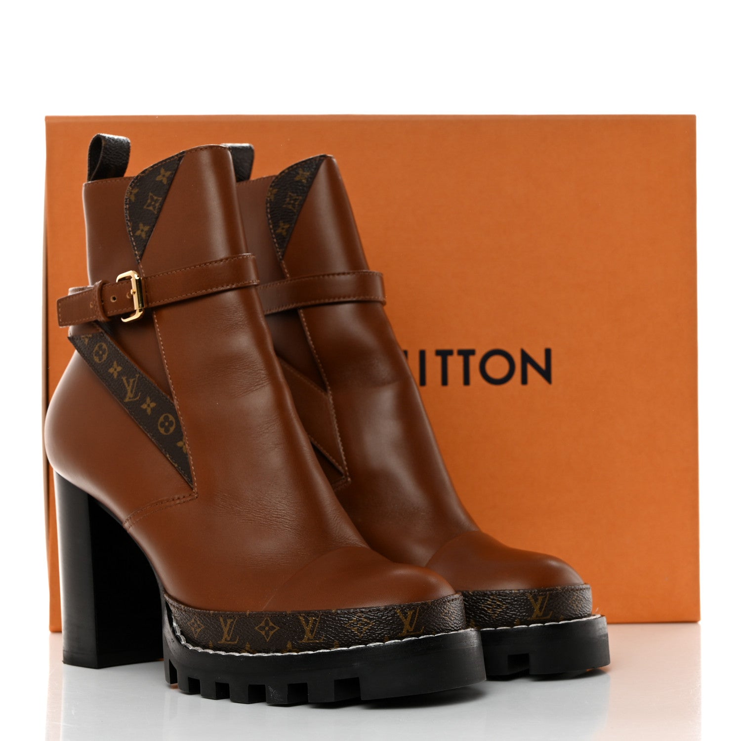 Louis Vuitton Calfskin Monogram Star Trail Ankle Boots 40 Cognac 10 of 10