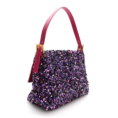Fendi Sequin Nappa Mama Baguette Pink Multicolor 3 of 9