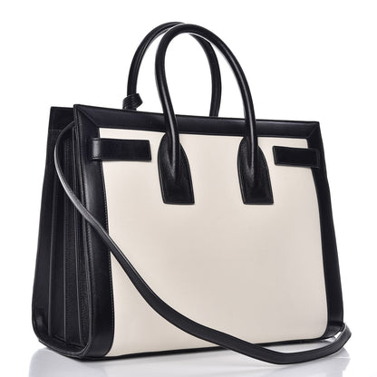 Saint Laurent Calfskin Bicolor Small Sac De Jour White Black 3 of 10