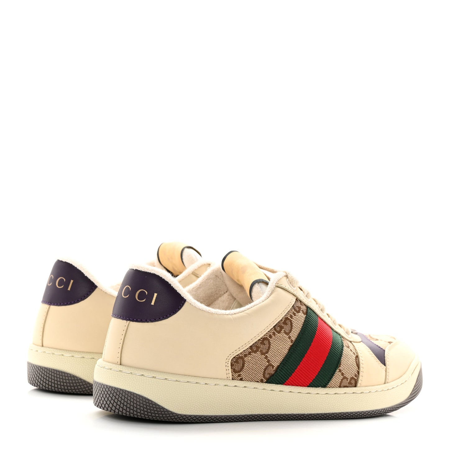 GG Monogram Nubuck Web Womens Screener Sneakers 38 New Sand Dusty Milk