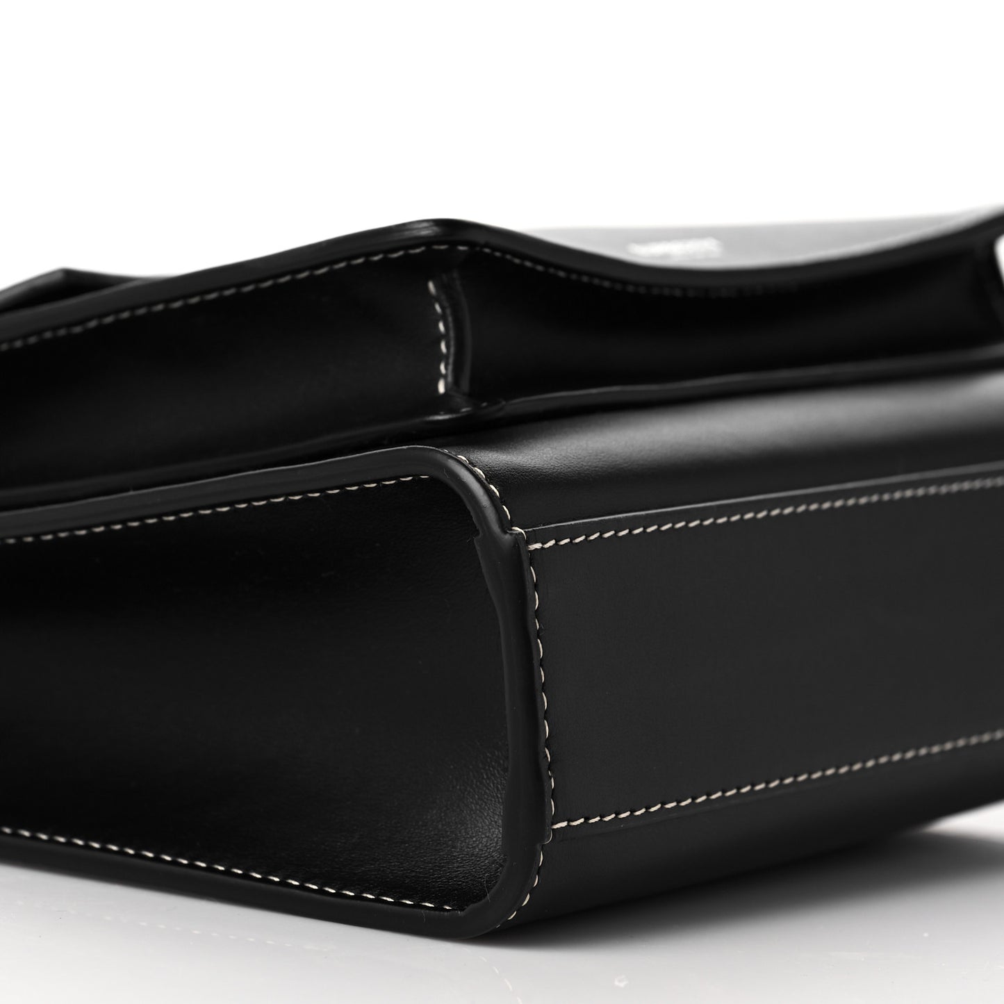 Smooth Calfskin Topstitched Mini Pocket Bag Black