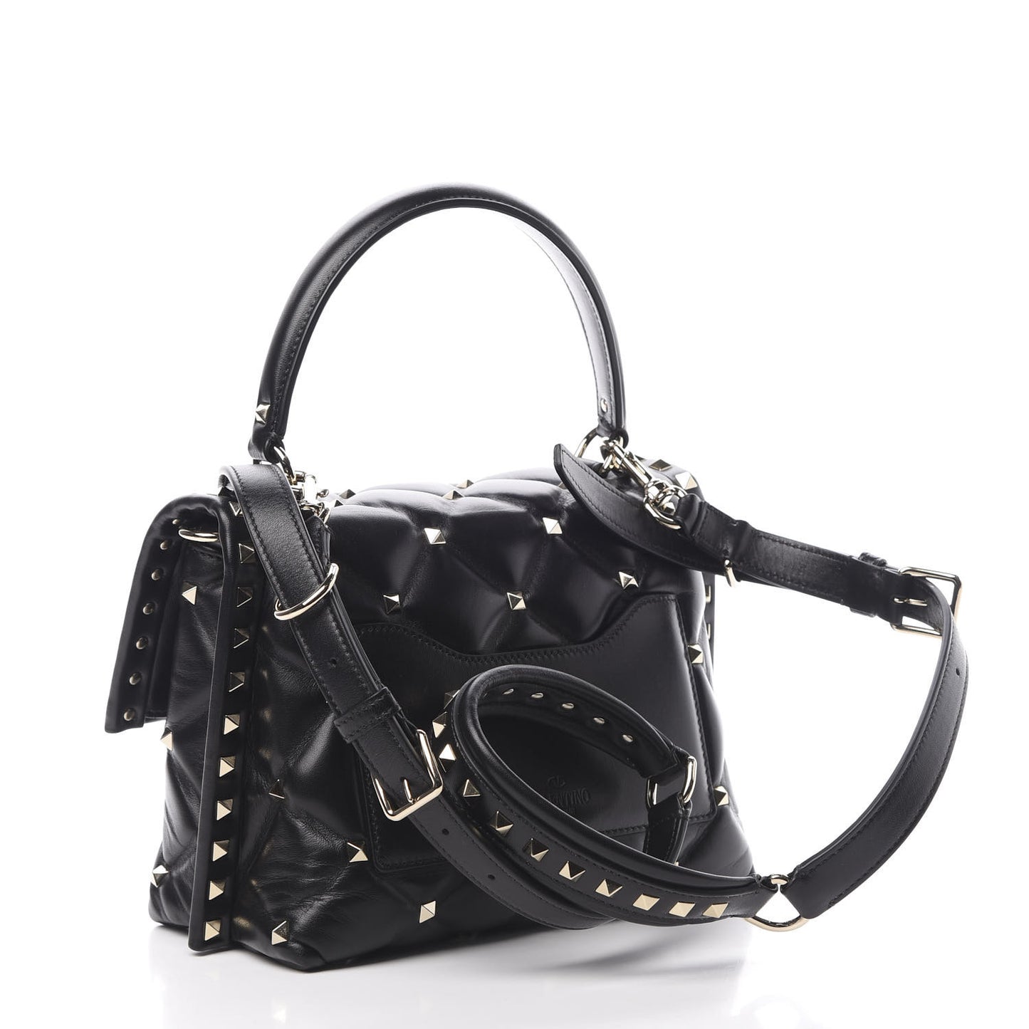 Nappa Medium Candystud Top Handle Bag Black