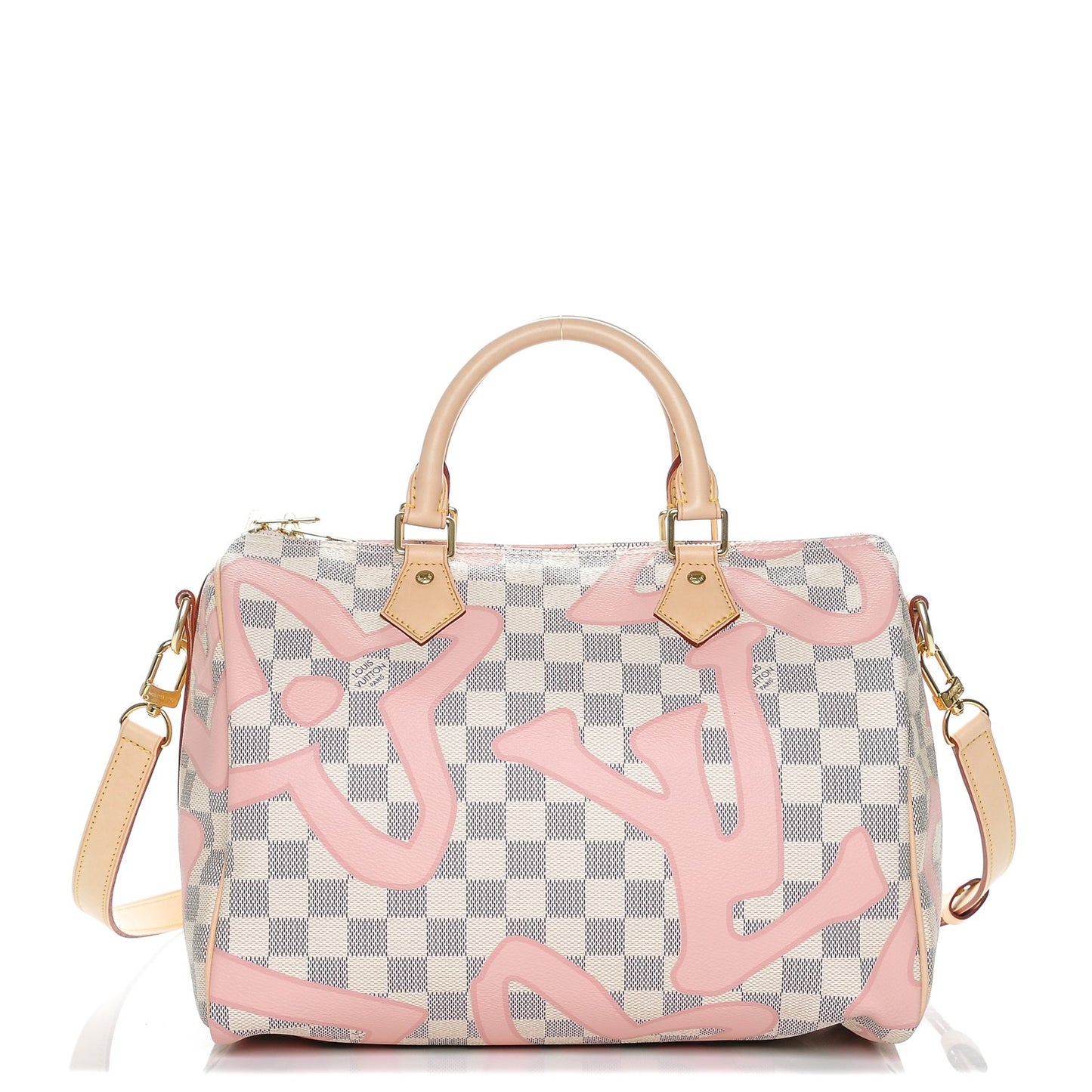 Damier Azur Tahitienne Speedy Bandouliere 30 Rose Ballerine