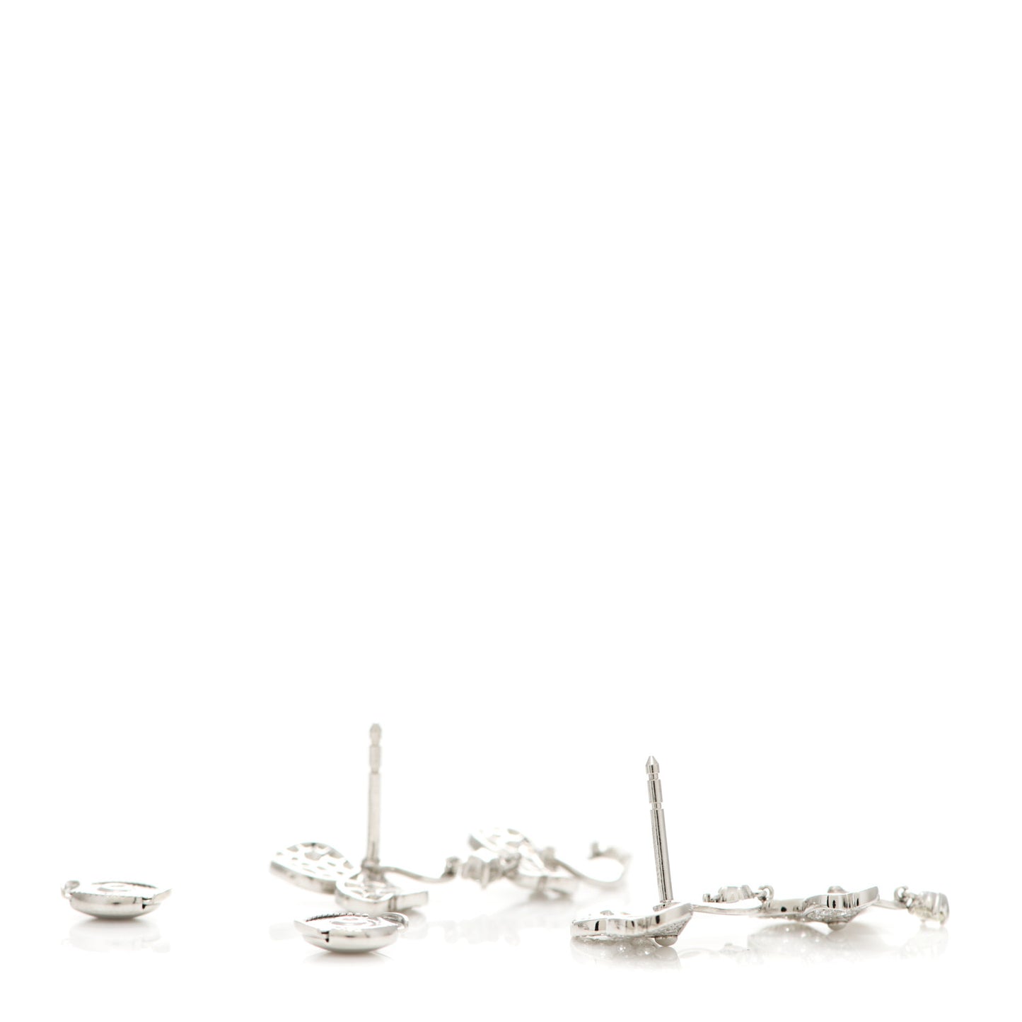 Platinum Diamond Paper Flowers Cluster Drop Earrings