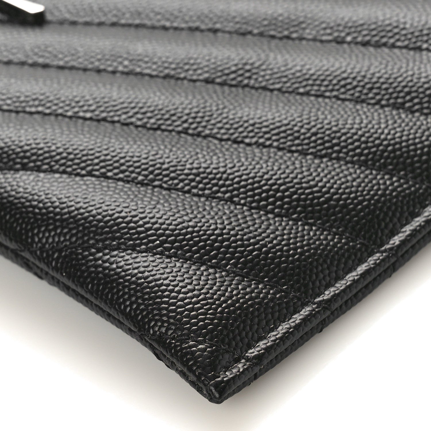 Saint Laurent Grain De Poudre Chevron Monogram Bill Pouch Black 8 of 9