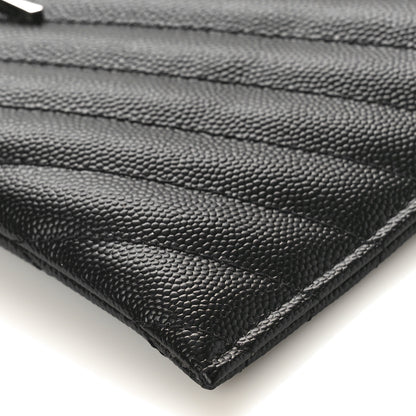 Saint Laurent Grain De Poudre Chevron Monogram Bill Pouch Black 8 of 9