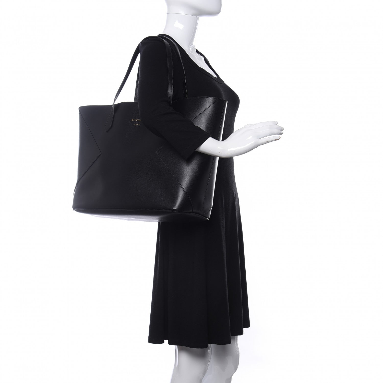 Givenchy Smooth Calfskin Wing Shopper Tote Black White 2 of 10
