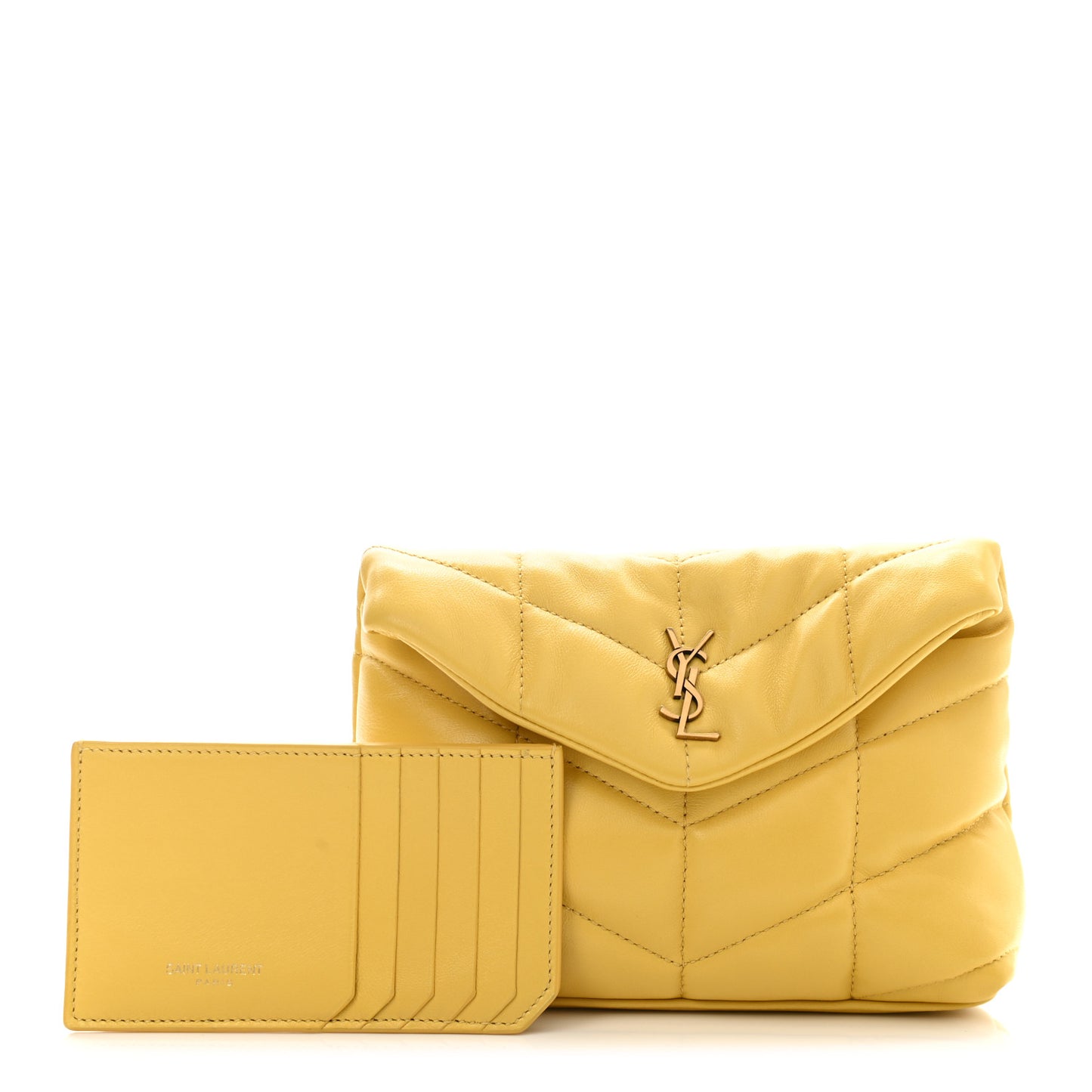 Lambskin Monogram Loulou Puffer Pouch Clutch Yellow