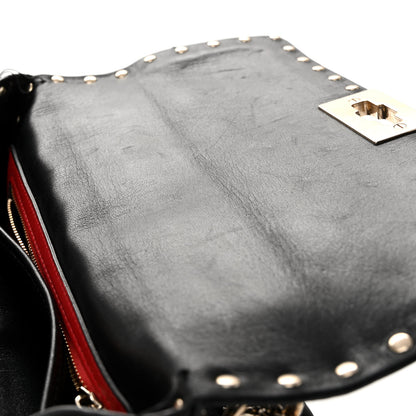 Valentino Garavani Lambskin VLTN Print Medium Rockstud Spike Shoulder Bag Black 12 of 18