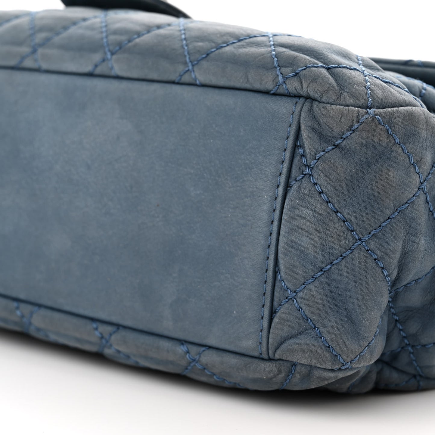 Iridescent Calfskin Large Coco Daily Flap Blue
