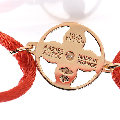 Louis Vuitton 18K Yellow Gold Diamond Silk Sun Idylle Cord Bracelet Red 5 of 5