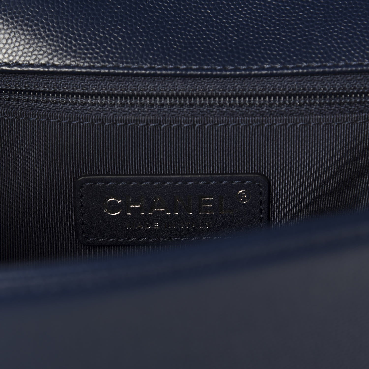 Chanel Caviar Chevron Quilted New Medium Boy Flap Dark Navy Blue 10 of 13