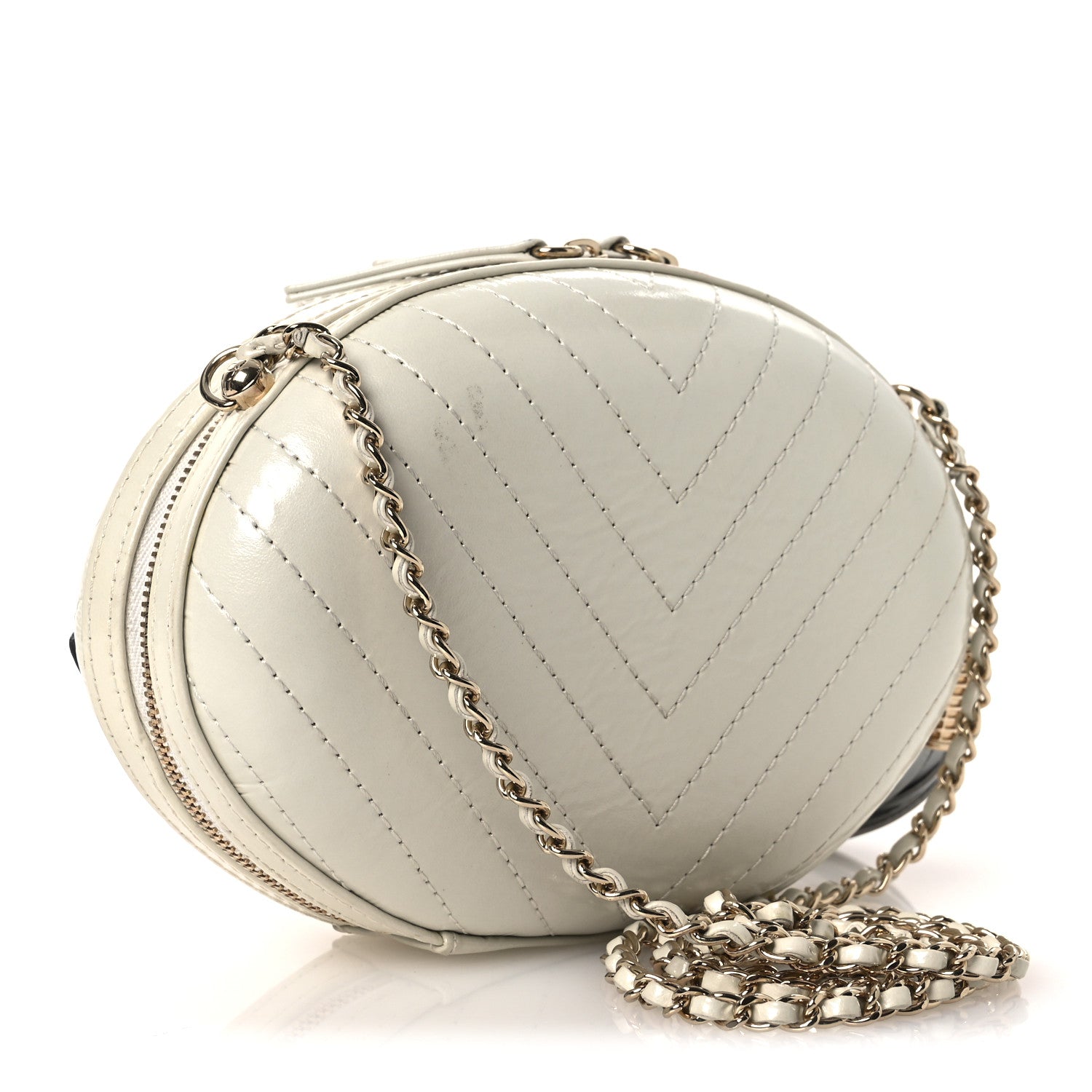 Chanel Embroidered Lambskin Chevron Quilted La Pausa Evening Bag White 3 of 11