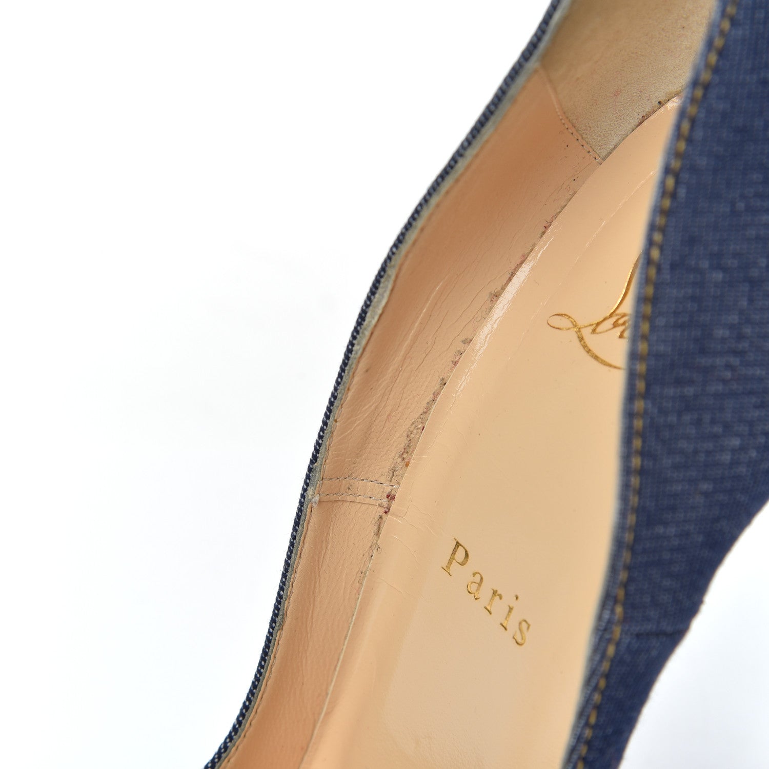 Christian Louboutin Denim Jazz Calf So Kate 120 Pumps 37.5 Blue White 19 of 22