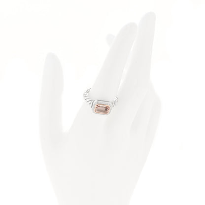 David Yurman Sterling Silver 18K Rose Gold Diamond Morganite 9mm Novella Ring 56 7.75 2 of 5