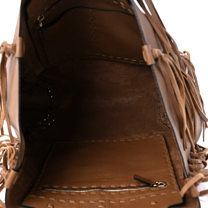 Valentino Garavani Grained Calfskin C-Rockee Fringe Tote Light Cuir 5 of 8