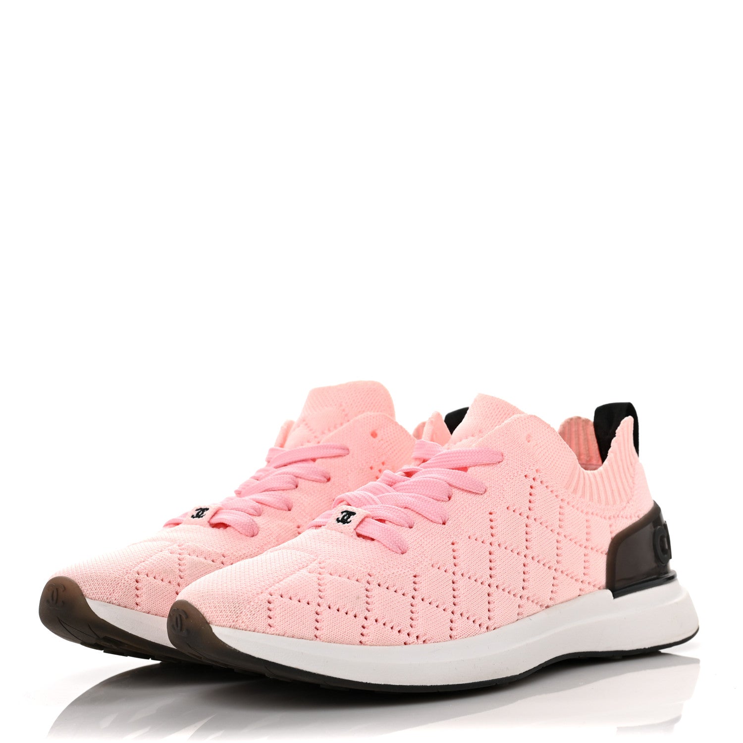 Chanel Mixed Fibers Quilted Womens CC Sneakers 41 Light Pink 3 of 8