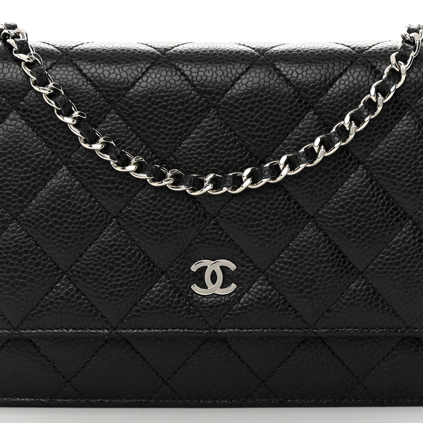 Caviar Quilted Wallet on Chain WOC Black