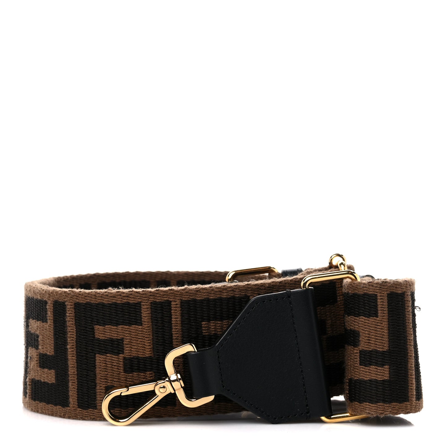 Ribbon Vitello Century FF 1974 Flat Studded Strap You Fango Marrone Ebano