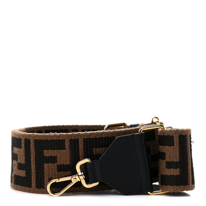 Fendi Ribbon Vitello Century FF 1974 Flat Studded Strap You Fango Marrone Ebano 1 of 5