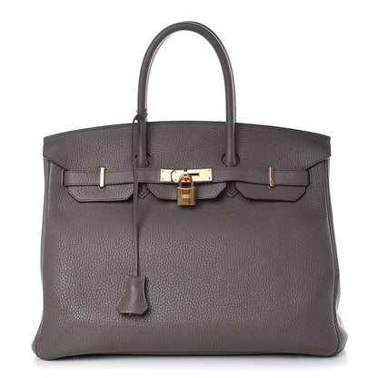 Hermes Taurillon Clemence Birkin 35 Etain 1 of 41