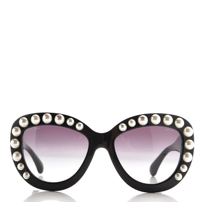 Chanel Pearl Cat Eye Sunglasses 71096 Black 2 of 9