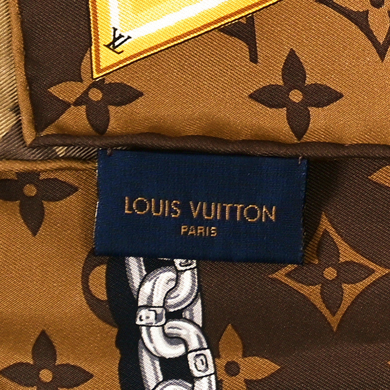 Silk Monogram Confidential Square Scarf Brown