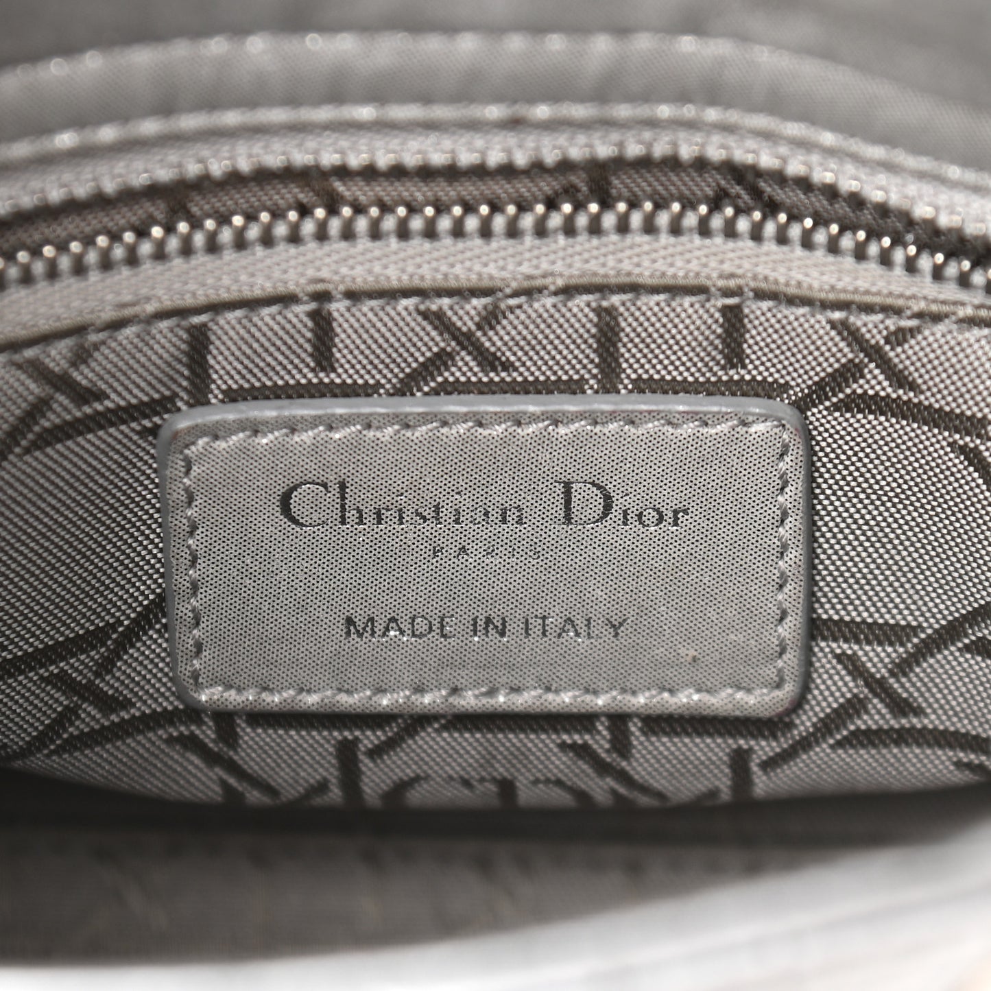 Metallic Lambskin Cannage Mini Lady Dior Grey