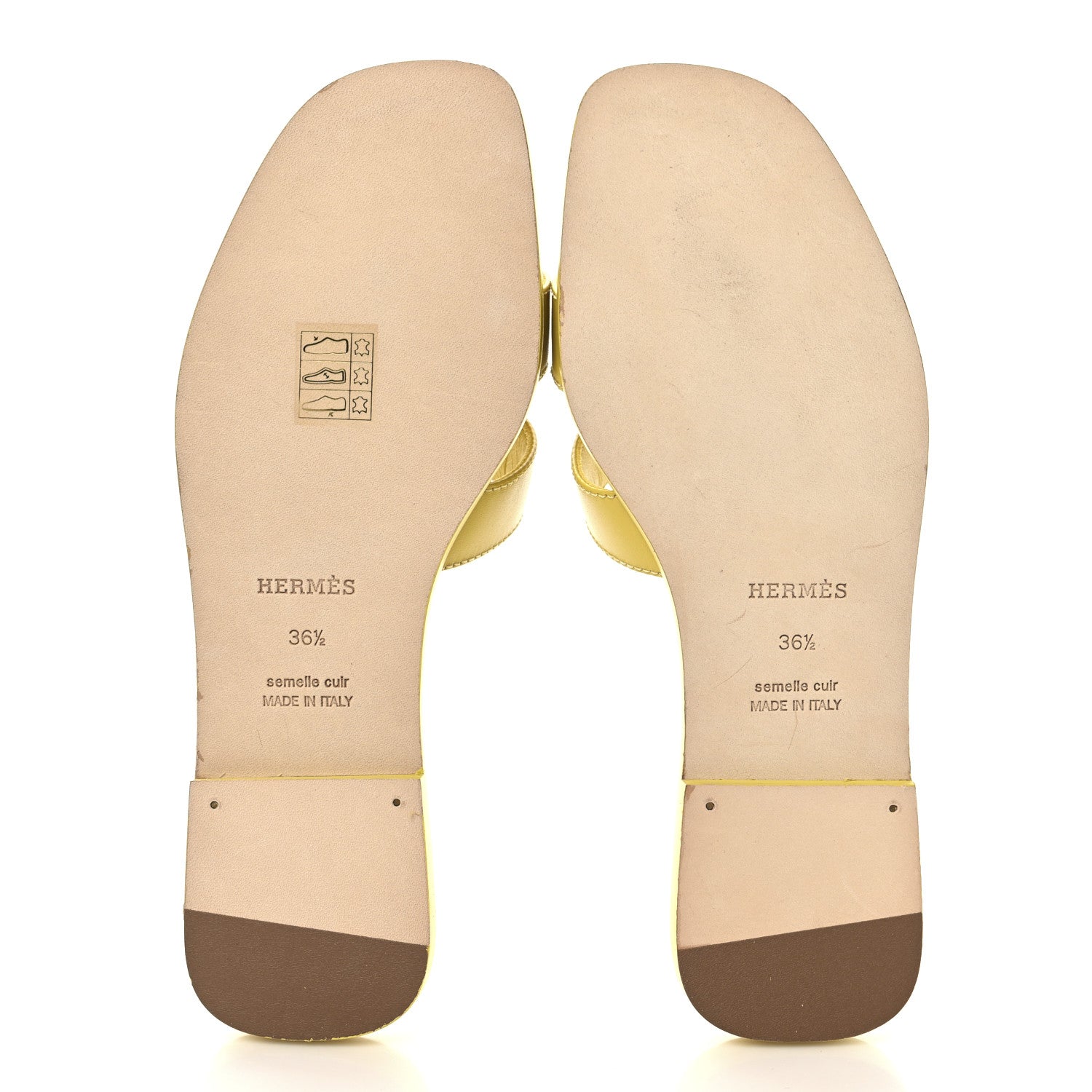 Hermes Box Calfskin Oran Sandals 36.5 Jaune Citron 6 of 10