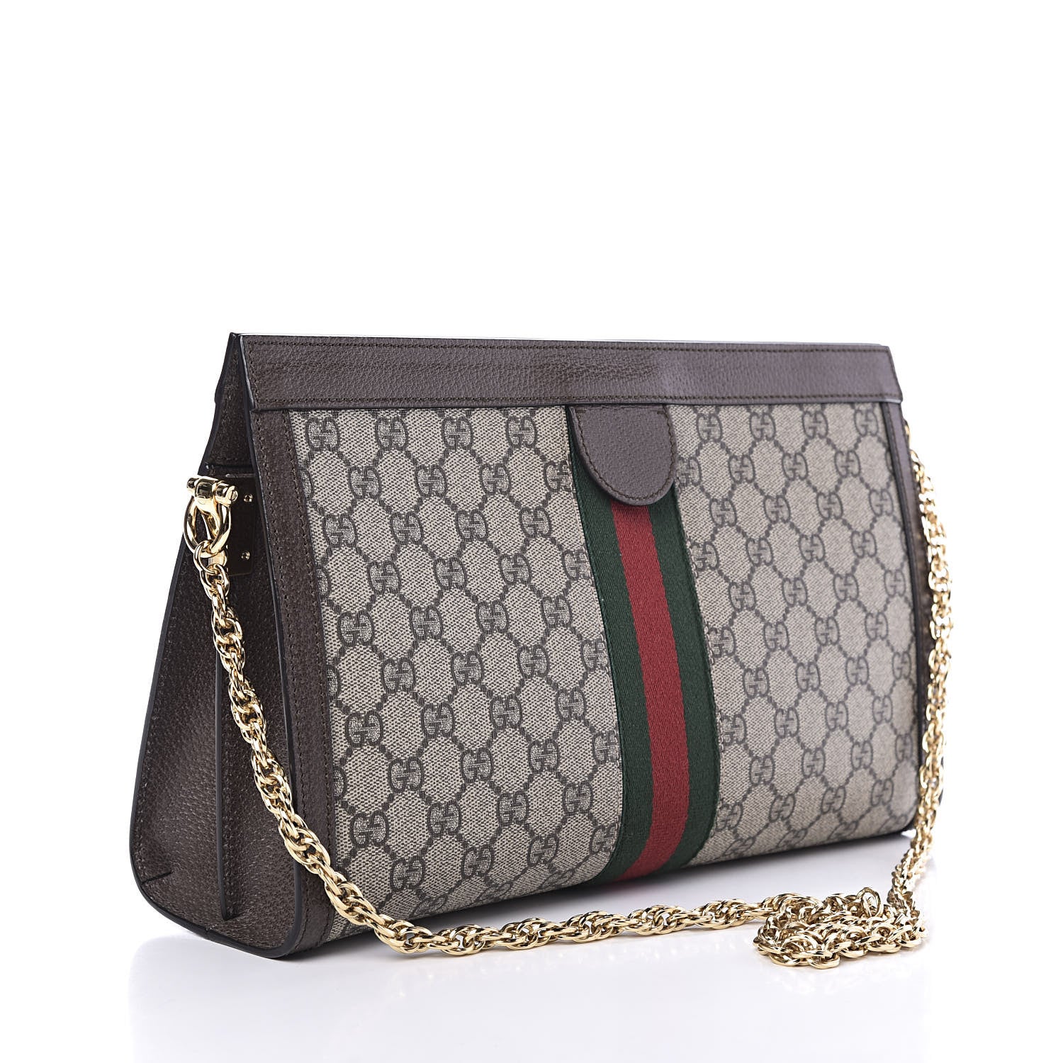 Gucci GG Supreme Monogram Web Medium Ophidia Chain Shoulder Bag Brown 3 of 11