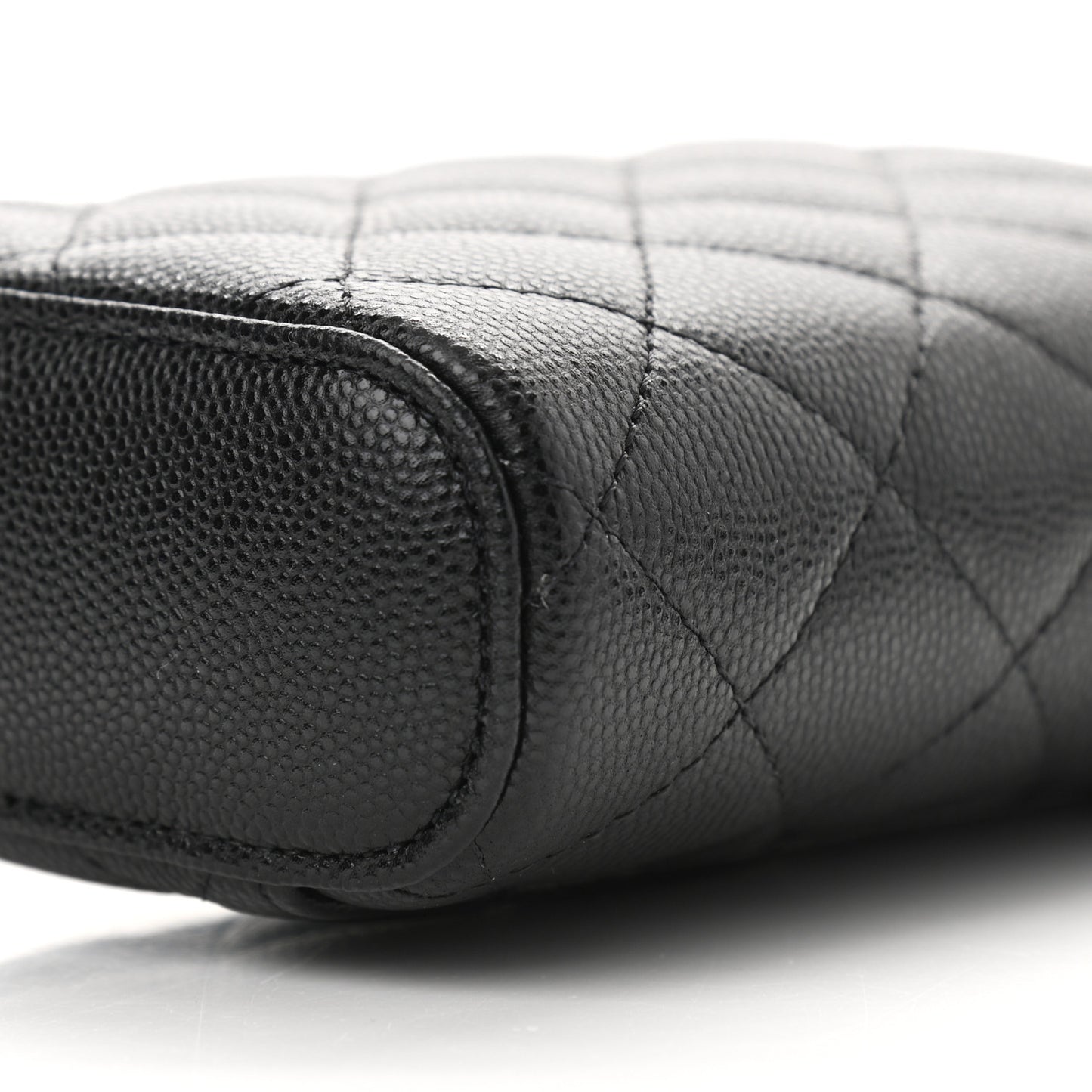 Caviar Quilted Phone Holder With Chain Black