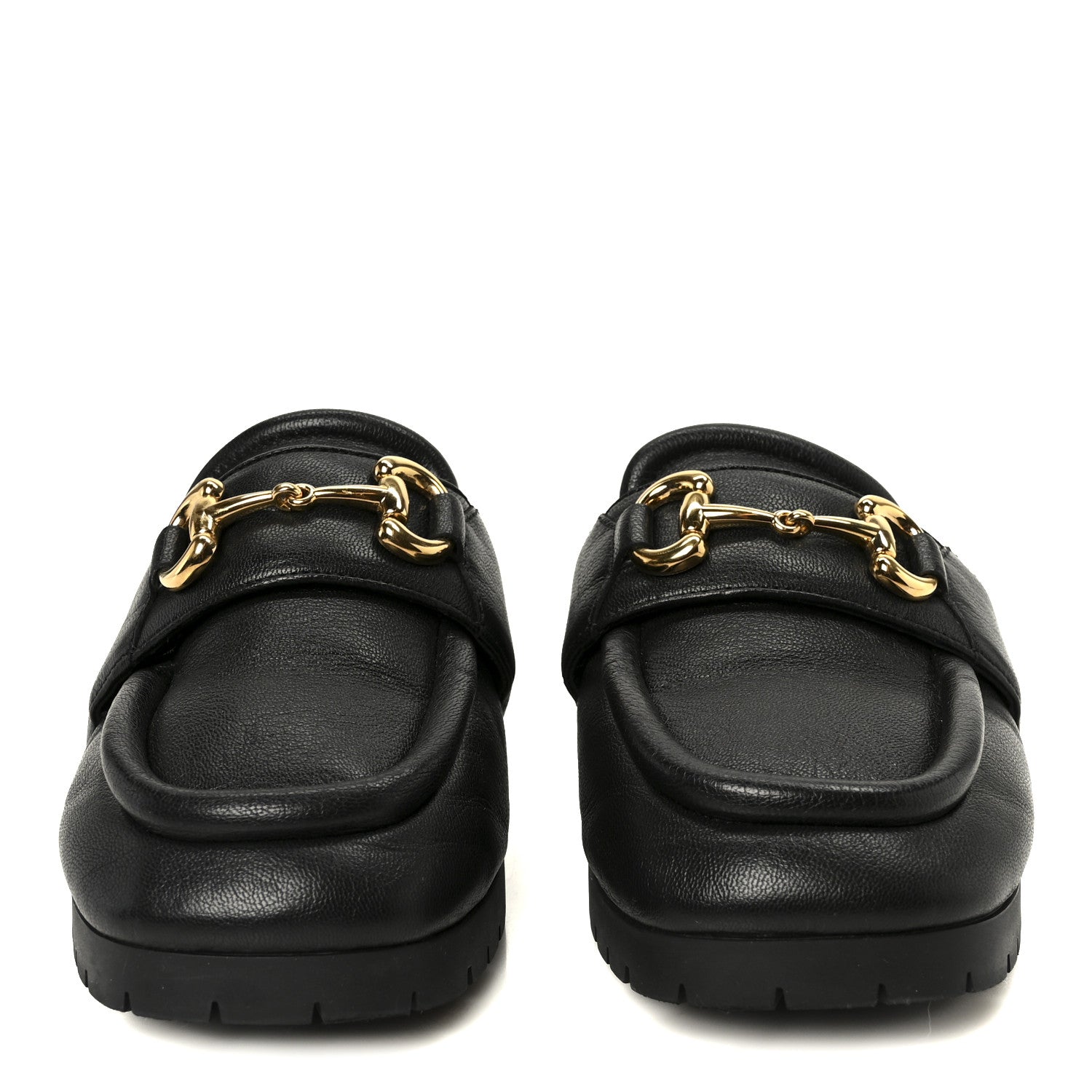 Gucci Goatskin Auroville Horsebit Mules 37.5 Black 3 of 9