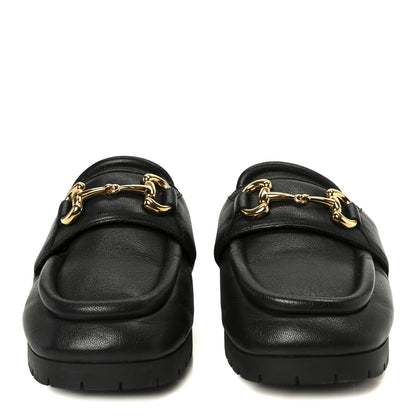 Gucci Goatskin Auroville Horsebit Mules 37.5 Black 3 of 9