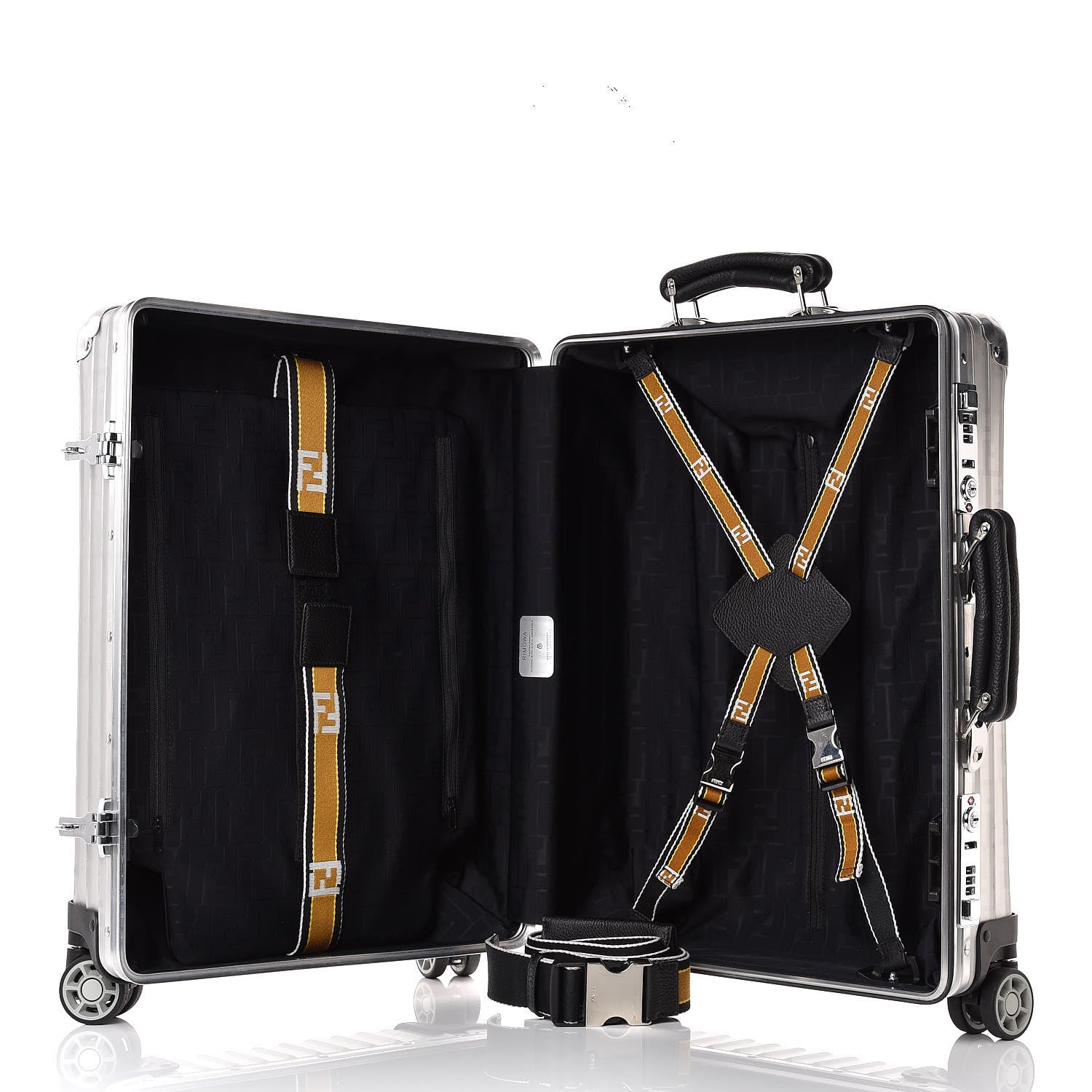 Fendi X RIMOWA Aluminum FF Print Roll Away Carry On Luggage Silver 5 of 21