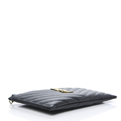 Saint Laurent Grain De Poudre Chevron Monogram Bill Pouch Black 4 of 7