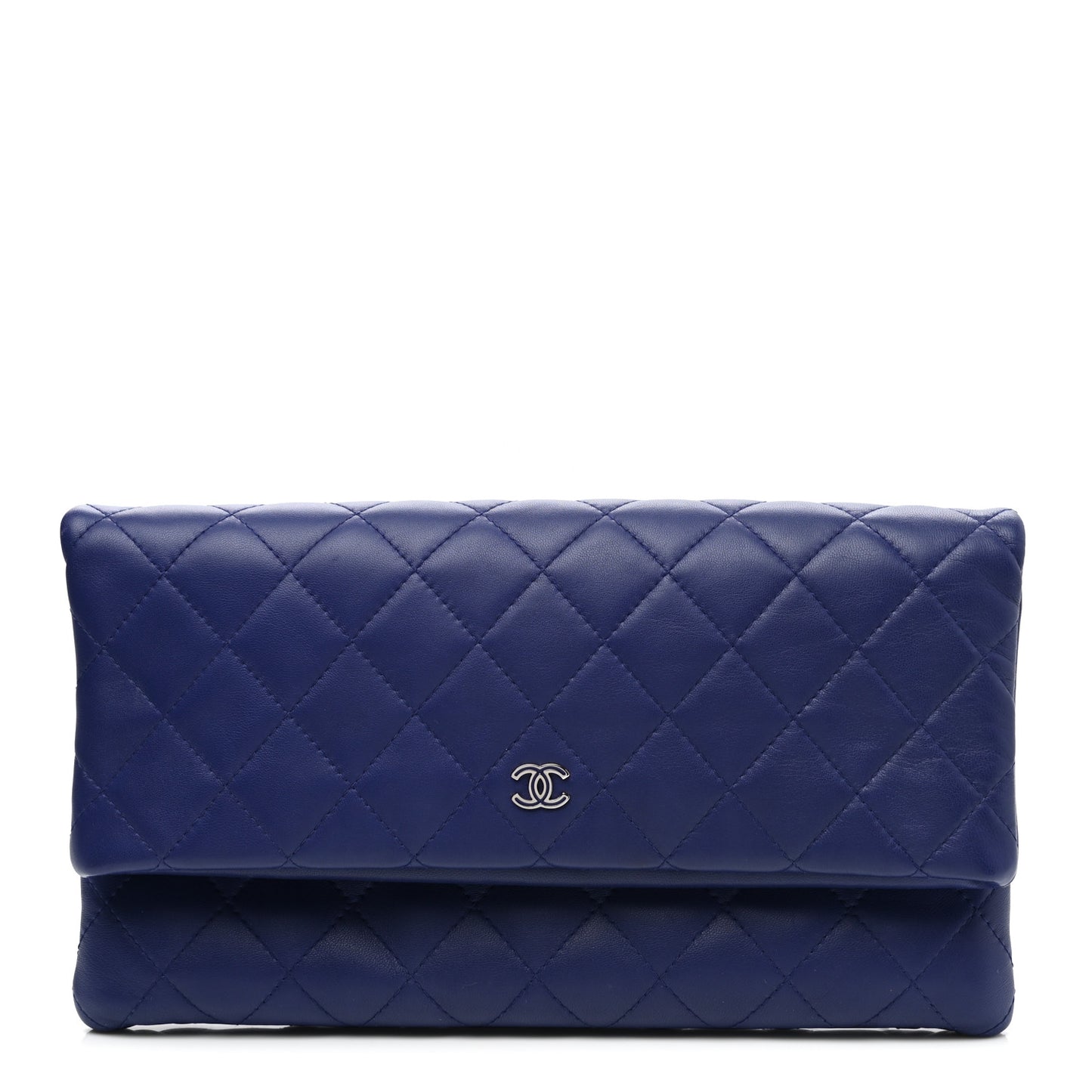 Lambskin Quilted CC Beauty Clutch Blue
