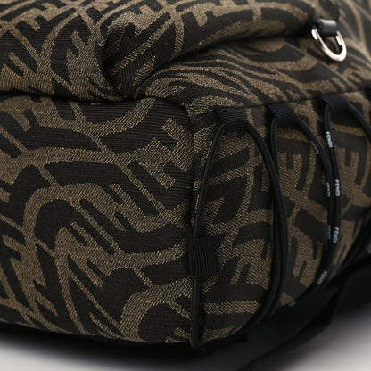 Fendi X SARAH COLEMAN Fabric Jacquard Vitello Grace Light Woven Lanyard FF Vertigo Pouch Pocket Backpack Tobacco Moro Black 10 of 10