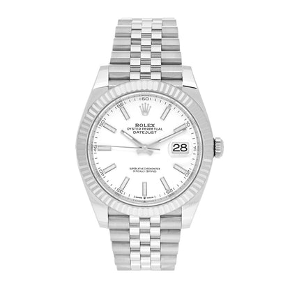 Rolex Stainless Steel 18K White Gold 41mm Oyster Perpetual Datejust Watch White 126334 1 of 5