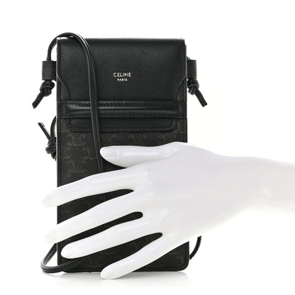 Celine Triomphe Canvas Lambskin Phone Pouch With Flap Black 3 of 8
