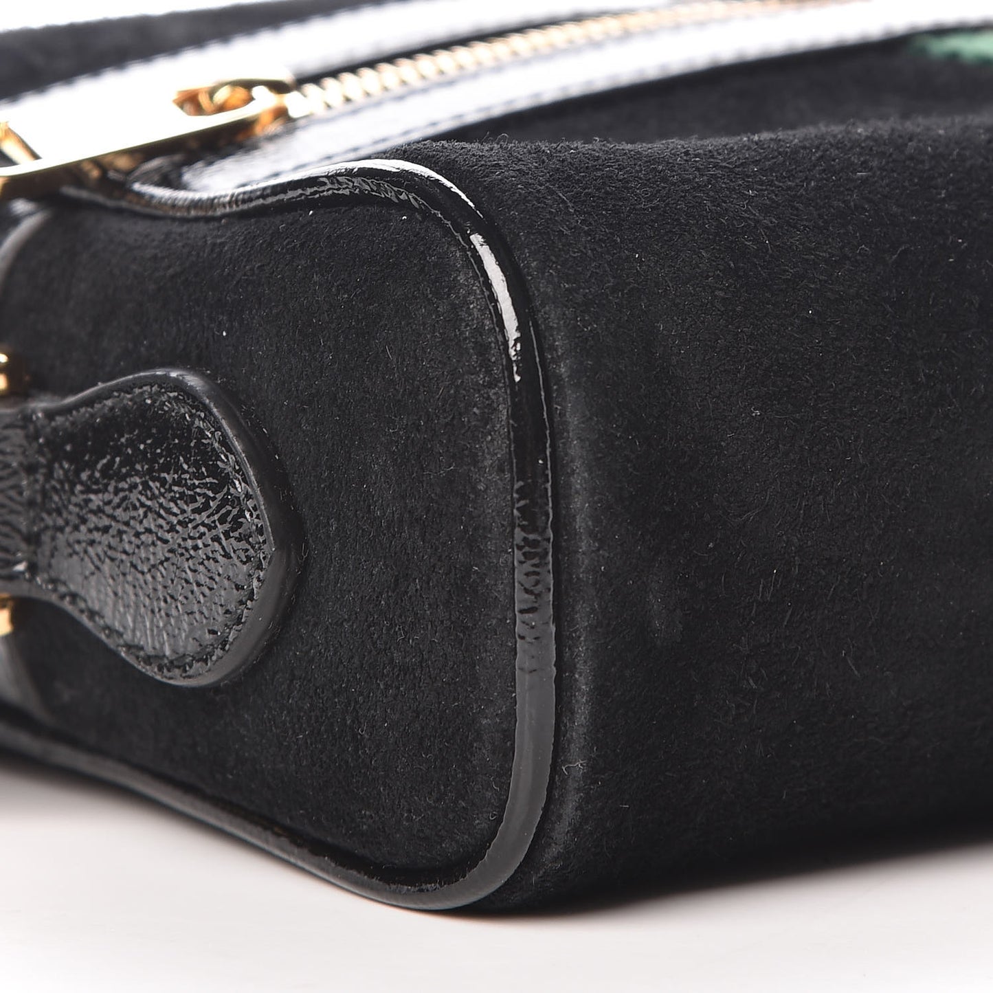 Suede Patent Web Mini Ophidia Shoulder Bag Black