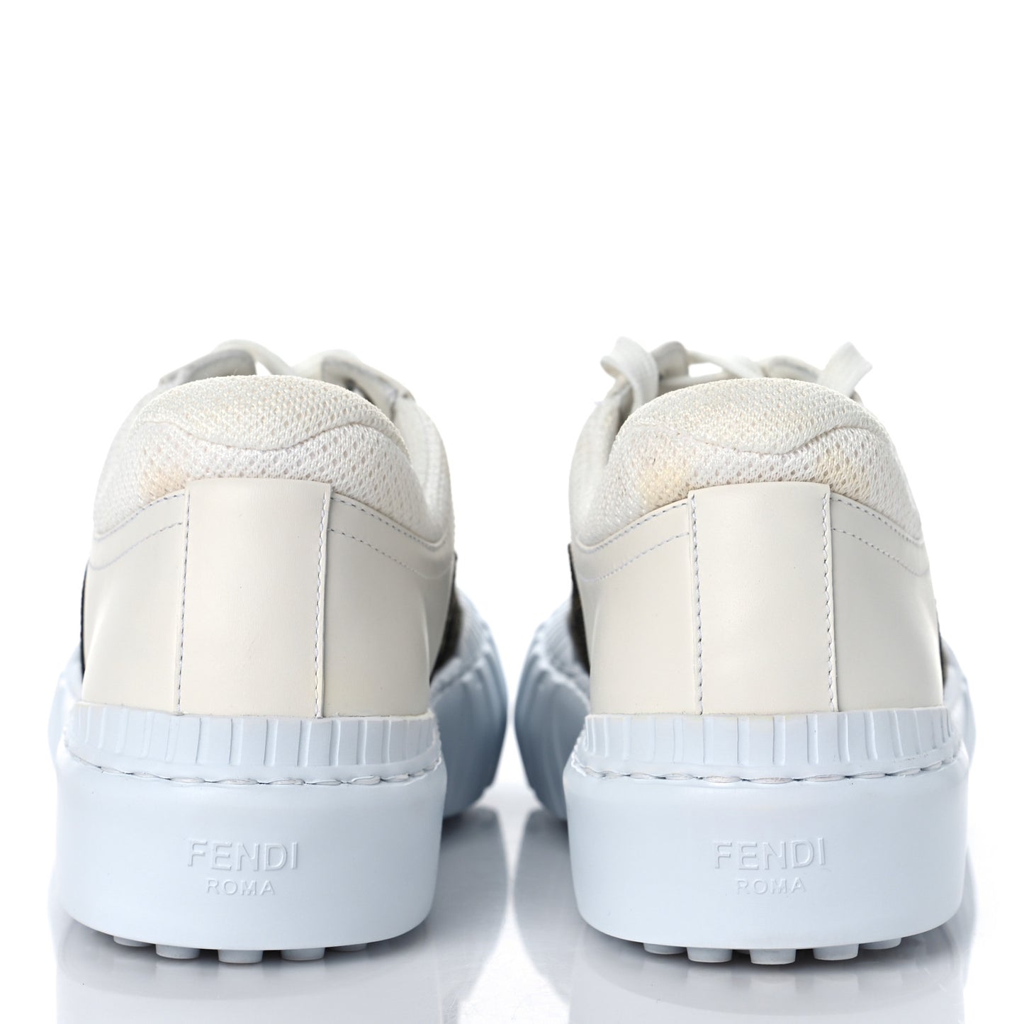 Fabric Jacquard Vitello Technical Fabric FF Womens Fendi Force Low Top Sneakers 38 Tobacco Black Ultrawhite White