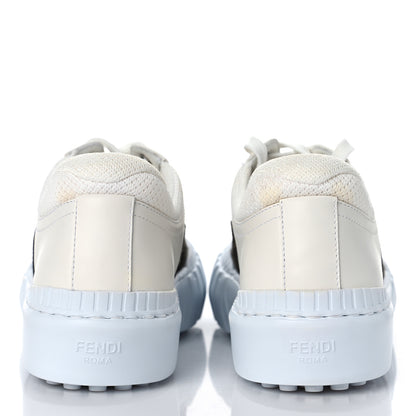 Fendi Fabric Jacquard Vitello Technical Fabric FF Womens Fendi Force Low Top Sneakers 38 Tobacco Black Ultrawhite White 5 of 10