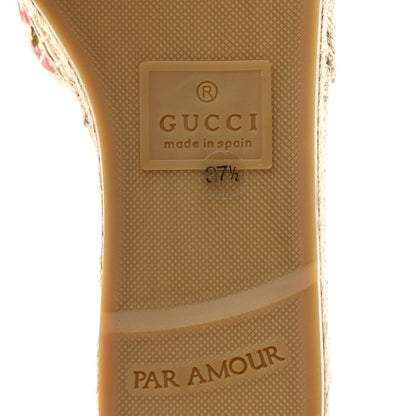 Gucci Nappa Matelasse Diagonal Floral Print GG Marmont Pilar Espadrille Slide Sandals 37.5 Ivory Pink 8 of 9